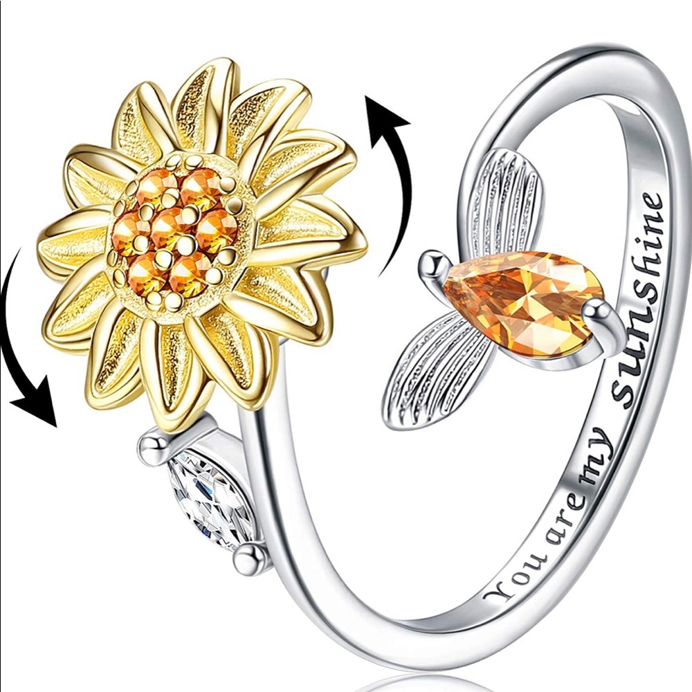 Sterling Silver Sunflower Fidget Ring